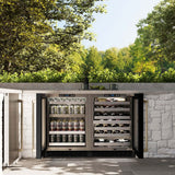 ZLINE 24" Touchstone 151 Can Beverage Fridge Black Stainless Steel Glass Door Champagne Bronze Handle RBSOZ-BS-24-CB