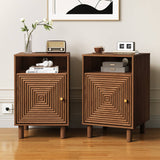 Nightstand with 1 Door, Modern Side Table Charging Station