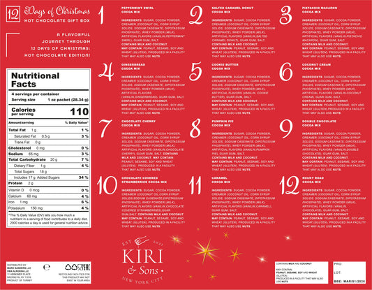 Kiri & Sons 12 Days of Christmas Hot Chocolate Gift Set