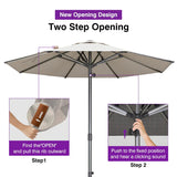PURPLE LEAF Semi-Auto Outdoor Market Table Umbrella with Heavy-Duty Fabric