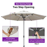 PURPLE LEAF Semi-Auto Outdoor Market Table Umbrella with Heavy-Duty Fabric
