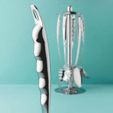 BergHOFF Essentials 18/10 Stainless Steel 7Pc Kitchen Utensil Set With Convenient Storage Rack, Silver
