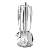 BergHOFF Essentials 18/10 Stainless Steel 7Pc Kitchen Utensil Set With Convenient Storage Rack, Silver