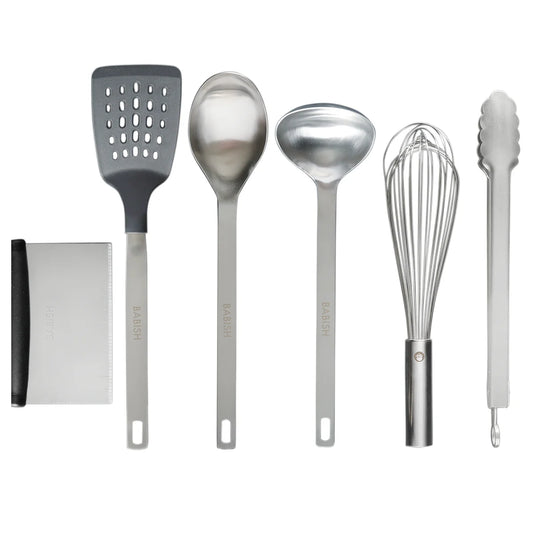 Babish 11 Piece Essential Wood, Silicone, and Stainless Steel Tool Set