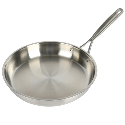 Babish 12 Inch Stainless Steel Triply Professional Grade Fry Pan w/ Stainless Lid