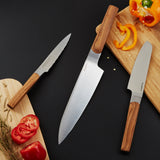 BergHOFF DiNA Ion 3pc Stainless Steel Knife Set, Ash Wood