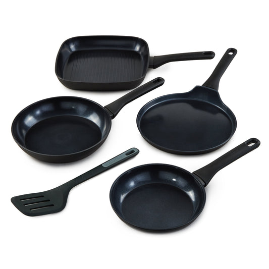 BergHOFF DiNA Helix 5pc Nonstick Specialty Pan Set with Turner, Recycled Aluminum