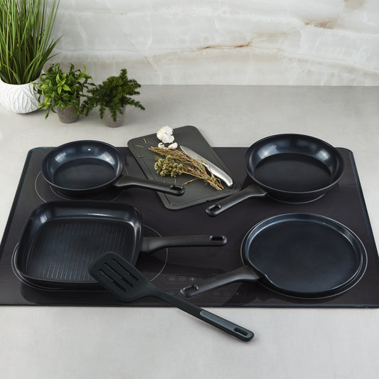 BergHOFF DiNA Helix 5pc Nonstick Specialty Pan Set with Turner, Recycled Aluminum