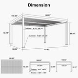 PURPLE LEAF Caesar LED Louvered Pergola with Integrated Solar Strip Lights Adjustable Aluminum Louvers Wind Resistant Pergolas for Patio Dining Deck Garden Yard White