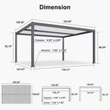 PURPLE LEAF Caesar Outdoor Louvered Pergola Patio Sun Shade Shelter with Adjustable Hardtop Patio Pergola Gray Frame White Roof