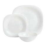 Gibson Home Ultra Soft Square 18-Piece Opal Glass Dinnerware Set