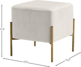 Isla Contemporary Velvet Ottoman with Stylish Gold Stainless Steel Legs for Modern Interiors
