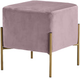 Isla Contemporary Velvet Ottoman with Stylish Gold Stainless Steel Legs for Modern Interiors