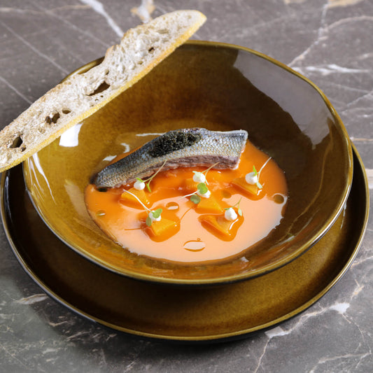SOUP PLATE BIO STONEWARE Ø 8.86" AMBER