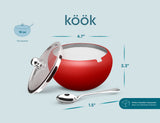 Kook Large Stainless Steel Sugar Bowl, Lid & Spoon