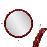 Gita Braided Round Mirror in Glossy Burgundy