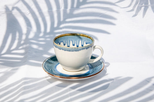 Porcelain Tea Cups & Saucers, 210ml, Set of 6