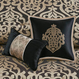 8pc Damask Medallion Textured Jacquard Comforter Set,Black