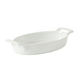 Gibson Home Gracious Dining Oval Au Gratin Baking Dishes, 4-Piece Set – 15 oz Oven Safe Ceramic Small Casserole Dishes with Handles, Microwave & Dishwasher Safe Mini Bakeware, White