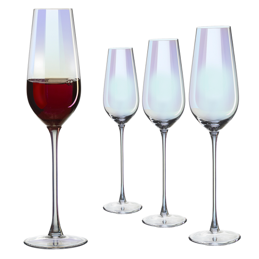 Iridescent Glasses - Crystal Luster Radiance Set of 4 (Tall Flutes)
