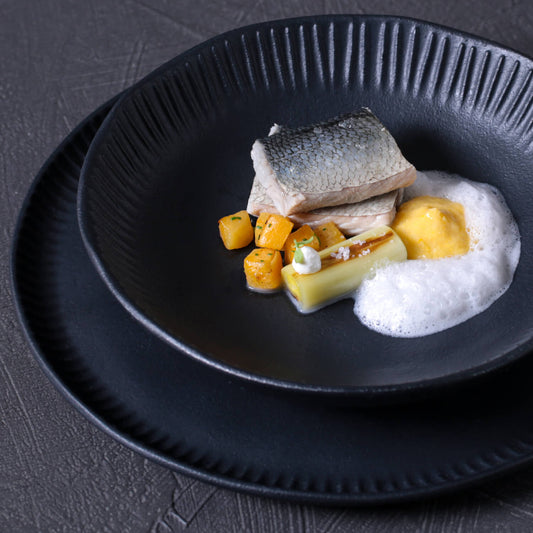 LINHAS SOUP PLATE STONEWARE Ø 8.86" MATTE BLACK