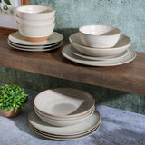 Gibson Elite Dreamweaver 16-Piece Double Bowl Terracotta Reactive Dinnerware Set