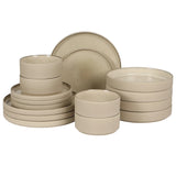 Gibson Elite Liberty Bay 16-Piece Pottery Clay Stoneware Dinnerware Set – Reactive Glaze, Stackable Plates and Bowls W/ Pasta Bowl, Service for 4 – Microwave & Dishwasher Safe