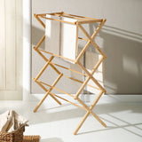 Gibson Home Riverrun Foldable Bamboo Drying Rack for Clothes & Towels – 2-Tier Collapsible Laundry Drying Rack, Space-Saving Air Dry Stand for Clothes, Towels, Blankets, etc for Indoor & Outdoor Use