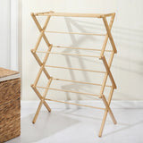 Gibson Home Riverrun Foldable Bamboo Drying Rack for Clothes & Towels – 2-Tier Collapsible Laundry Drying Rack, Space-Saving Air Dry Stand for Clothes, Towels, Blankets, etc for Indoor & Outdoor Use