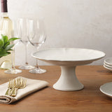 Gibson Elite Vista Rossio - Made in Portugal - 10.6 Inch White Ceramic Cake Stand, Pedestal Dessert Stand with Scalloped Rim, Cupcake Stand