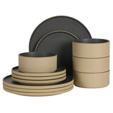 Gibson Elite Villa Amadora - Made in Portugal - 12 Piece Dinnerware Set for 4, Stoneware Plates and Bowls Sets,Dinner Plates, Salad Plates, Cereal Bowls