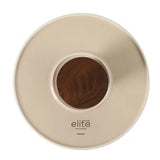 Gibson Elite 10.7-Inch Stoneware Cake Stand with Acacia Wood Base – Taupe Round Dessert Display Stand for Cakes, Cupcakes & Party Entertaining