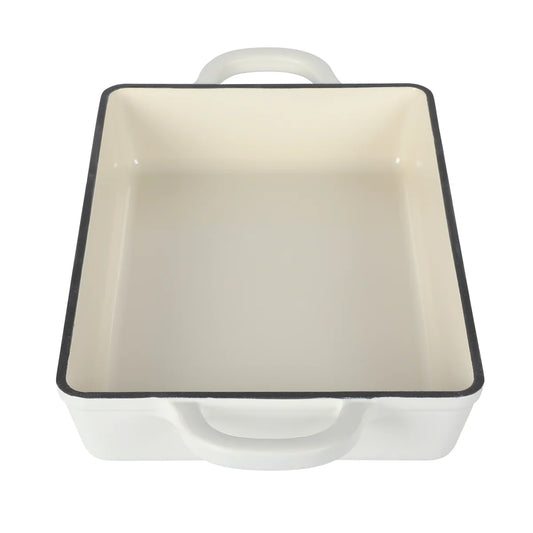 Crock-Pot Artisan 13" Enameled Cast Iron Lasagna Pan, Matte Linen White