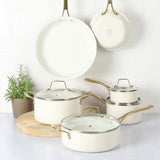 Martha Stewart Lockton 10-Piece Heavy Gauge Aluminum Cookware Set w/ Ceramic Non-Stick Interior