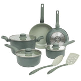 Gibson Home Barnsdall 10 Piece Premium PFA Free Ceramic Nonstick Pots and Pans Aluminum Cookware Set W/ Kitchen Tools - Lin