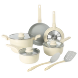 Gibson Home Barnsdall 10 Piece Premium PFA Free Ceramic Nonstick Pots and Pans Aluminum Cookware Set W/ Kitchen Tools - Lin