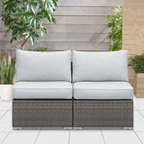 Rattan Armless Twin Double Sofa Couch Set Patio Outdoor