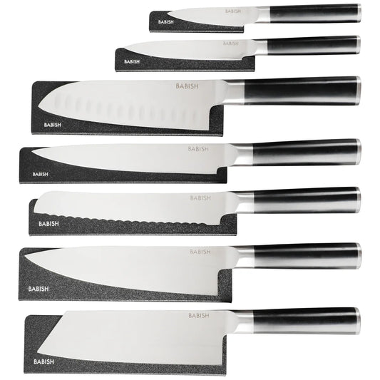 Babish High-Carbon 1.4116 German Steel 14 Piece Full Tang Forged Knife Set W/ Sheaths