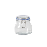 Sur La Table Lyon Court 4-Piece Glass Canister Set with Airtight Trigger Clamp Lids, Clear – 71 oz, 54 oz, 37 oz & 22.5 oz Sizes, Rubber Gasket Seal, Dishwasher Safe Food Storage Jars