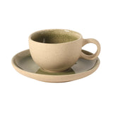 Gibson Elite Manila Bay 8-Piece Stoneware 5 oz Cup and Saucer Set, Reactive Glaze Espresso & Coffee Cups with Saucers, Assorted Colors
