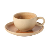 Gibson Elite Manila Bay 8-Piece Stoneware 5 oz Cup and Saucer Set, Reactive Glaze Espresso & Coffee Cups with Saucers, Assorted Colors