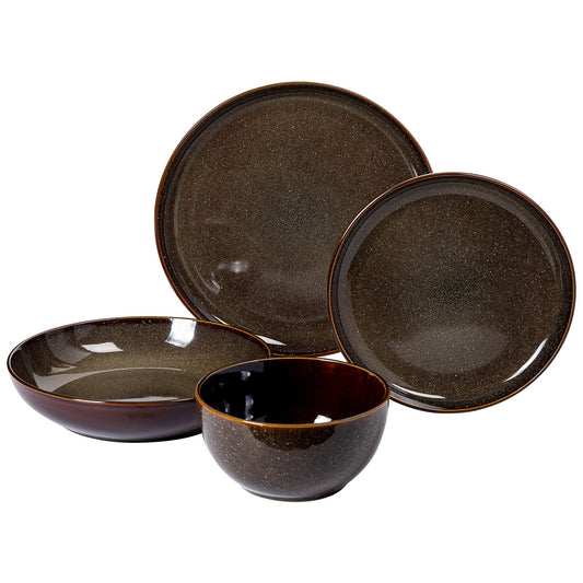 Gibson Elite Edwina 16-Piece Double Bowl Stoneware Dinnerware Set