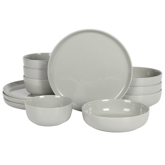 Gibson Home Oslo 12-Piece Porcelain Double Bowl Dinnerware Set