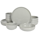 Gibson Home Oslo 12-Piece Porcelain Double Bowl Dinnerware Set