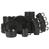 Gibson Home Bowery 32 Piece Matte Black Stoneware Dinnerware Plates, Bowls, and Mugs Set - Service for 8