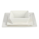 Gibson Home Zen Buffet Hard Square 24-Piece Porcelain Dinnerware Set