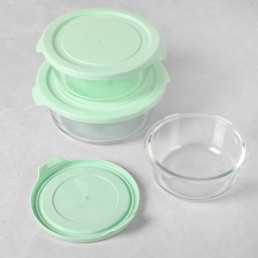 Martha Stewart Hadsell 6-Piece (32.1oz, 22oz, 13.5oz) Round Borosilicate Glass Storage Container Set w/ Lids