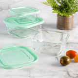 Martha Stewart Hadsell 6-Piece (27oz, 17.6oz, 10.8oz) Borosilicate Glass Square Storage Container Set w/ Lids