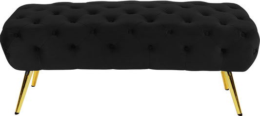 Amara Luxury Velvet Bench with Gold Stainless Steel Legs for Contemporary Home Elegance and Comfort