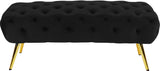 Amara Luxury Velvet Bench with Gold Stainless Steel Legs for Contemporary Home Elegance and Comfort
